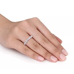 1.00 Carat (ctw) Moissanite Anniversary Band Ring in Sterling Silver Size 8